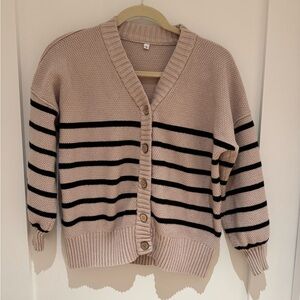 Striped Button-Up Cardigan Sweater